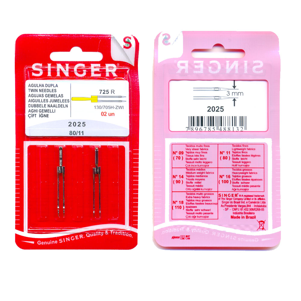 Agulha Dupla Singer Cartela Com 2 Un. 3Mm N.11